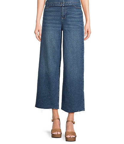 GB Coordinating Frayed Hem Wide Leg Jeans