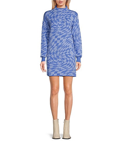GB Geometric Swirl Print Sweater Dress