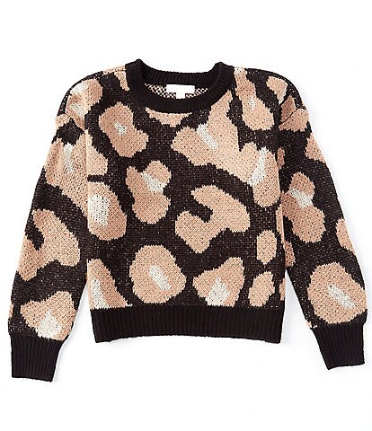 GB Girls Big Girls 7-16 Leopard Print Knit Sweater