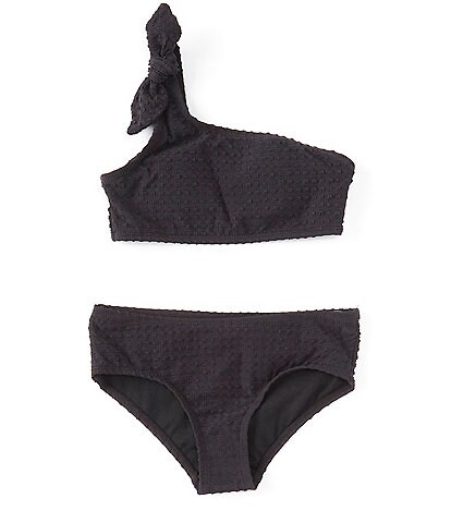 GB Big Girls 7-16 Solid Scrunchie One-Shoulder 2-Piece Swimsuit