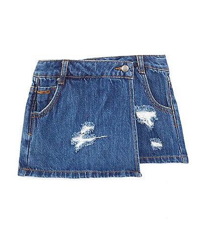 GB Little Girls 2T-6X Distressed Denim Asymmetrical Skort