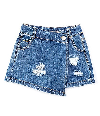 GB Little Girls 2T-6X Distressed Denim Asymmetrical Skort