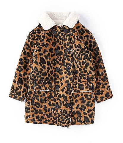 GB Girls Little Girls 2T-6X Leopard Print Sherpa Collar Coat