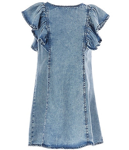 GB Little Girls 2T-6X Ruffle-Sleeve Chambray Shift Dress