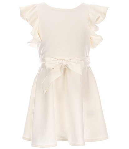 GB Girls Social Little Girls 2T-6X Solid Ruffle Sleeve Tie Waist A-Line Dress