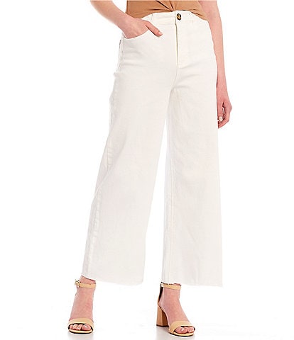 GB High Rise Cropped Frayed Hem Straight Jeans