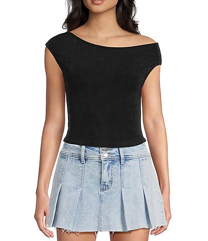 GB Knit Asymmetric Cap Sleeve Top