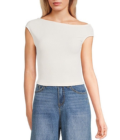 GB Knit Asymmetric Cap Sleeve Top