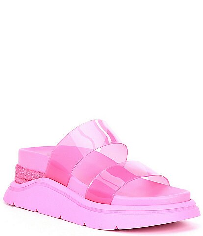 GB Landslide Clear Banded Espadrille Platform Sandals