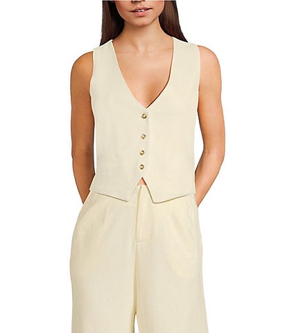 GB Coordinating Linen Blend Vest