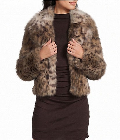 GB Lisa Leopard Printed Faux Fur Coat