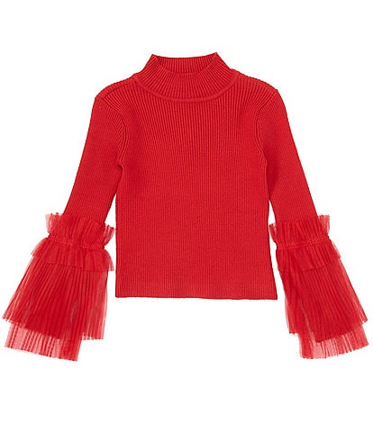 GB Little Girls 2-6x Tulle Sleeve Mock Neck Sweater