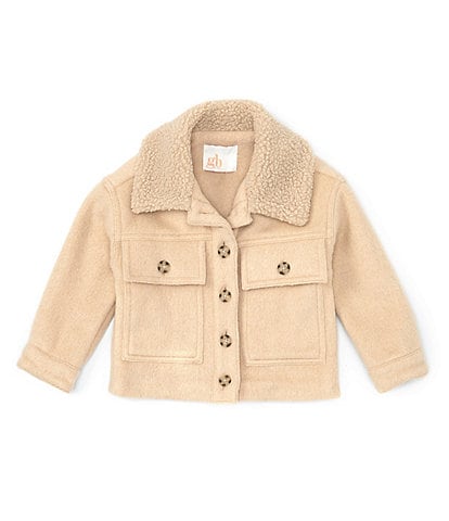GB Little Girls 2T-6X Faux Fur Collar Jacket