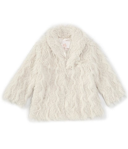 GB Little Girls 2T-6X Chevron Faux Fur Coat