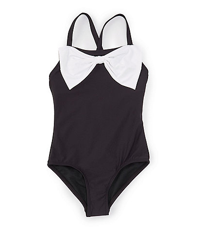 GB Little Girls 2T-6X Contrast Bow Sleeveless One-Piece Swimsuit