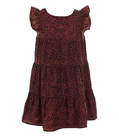 GB Little Girls 2T-6X Leopard Print Flutter Sleeve Dress