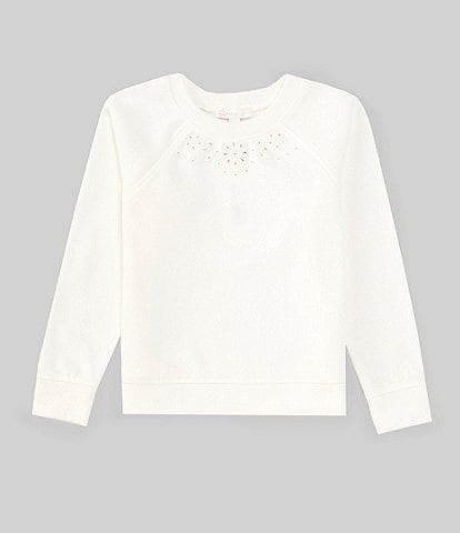 GB Little Girls 2T-6X Long Sleeve Embroidered Crew Neck Sweatshirt