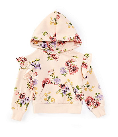 GB Little Girls 2T-6X Long Sleeve Ruffle Floral Sweatshirt
