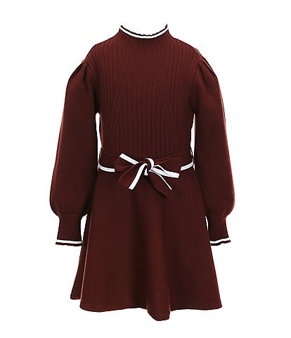 GB Little Girls 2T-6X Long Sleeve Tie Waist Sweater Dress