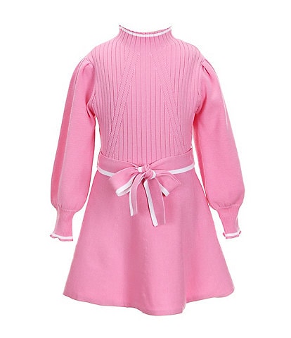 GB Little Girls 2T-6X Long Sleeve Tie Waist Sweater Dress