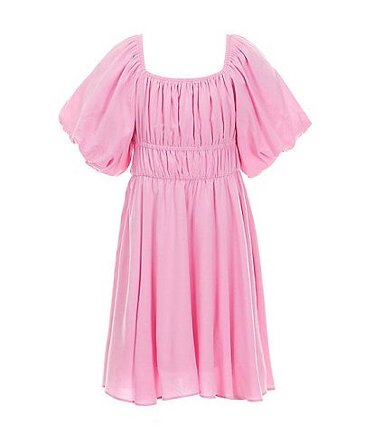 GB Little Girls 2T-6X Puff Sleeve Double Waist Dress