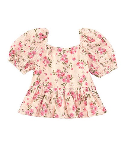 GB Little Girls 2T-6X Short-Sleeve Woven Babydoll Floral Top