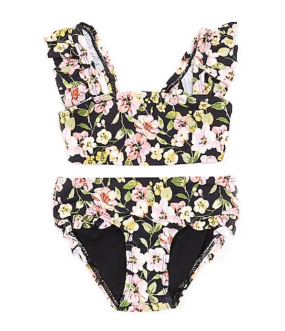 GB Little Girls 2T-6X Sleeveless Flounce Bralette Floral Two-Piece Swimsuit