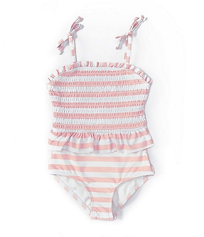 GB Little Girls 2T-6X Smocked Top Striped One-Piece Swimsuit