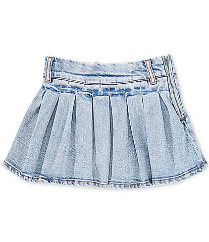 GB Little Girls Pleated Denim Mini Skirt