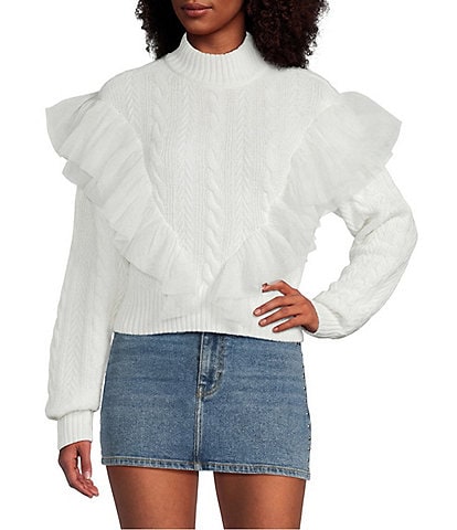 GB Mesh Tulle Cable Knit Sweater