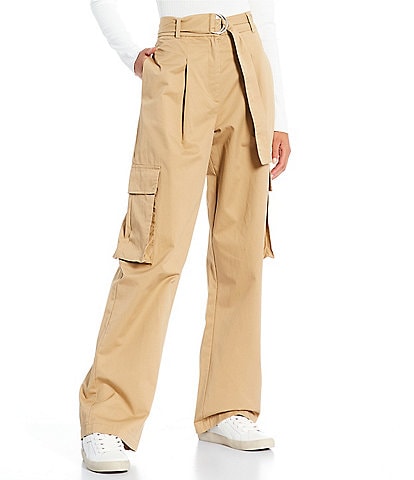 GB Mid Rise Belted Wide Leg Cargo Pants