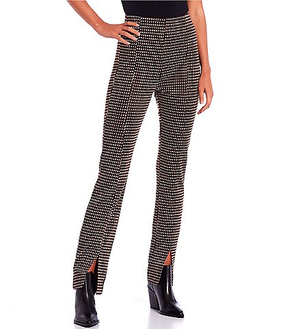 GB Mid Rise Coordinating Micro Plaid Wide Leg Trousers