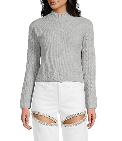 GB Mock Neck Cable Knit Sweater