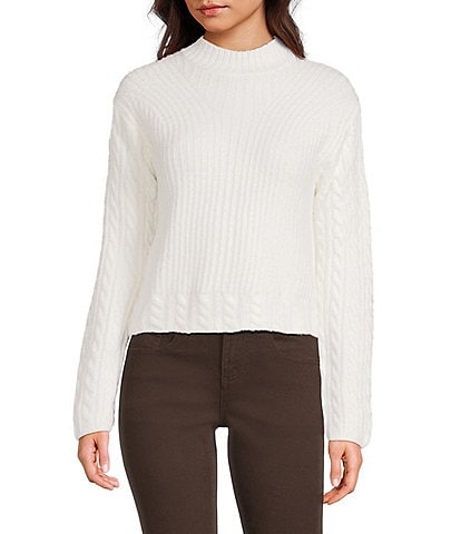 GB Mock Neck Cable Knit Sweater