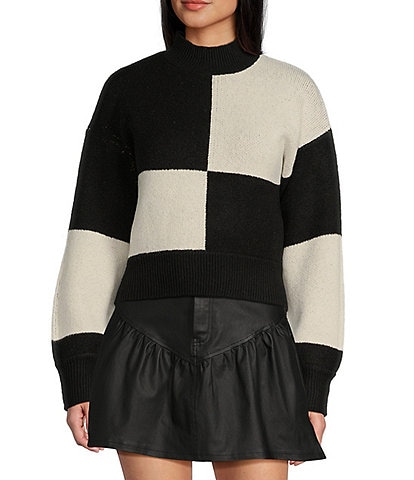 GB Mock Neck Checkered Sweater