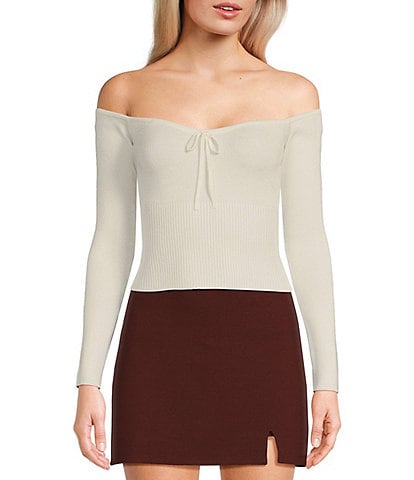 GB Off-The-Shoulder Long Sleeve Sweater