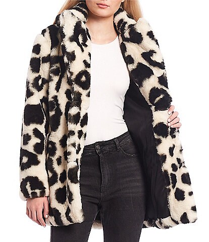 GB Oversized Animal Print Faux Fur Coat