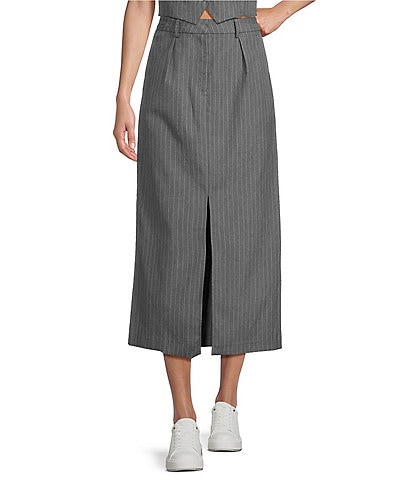 GB Pinstripe Midi Skirt