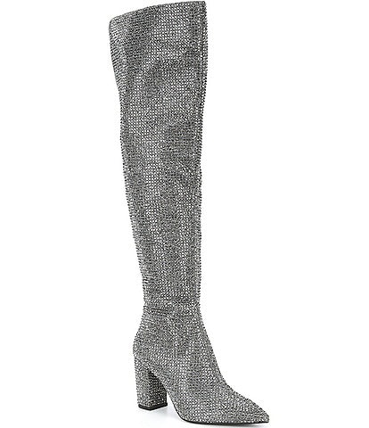 GB Queen-Bee Rhinestone Over-the-Knee Wide Calf Boots