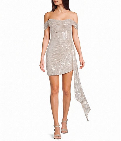 GB Sequin Off-The-Shoulder Mini Dress