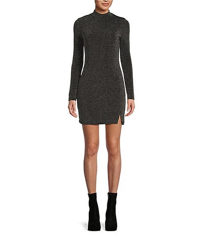 No Boundaries Juniors' Long Sleeve Cutout Twist Front Sweater Dress 