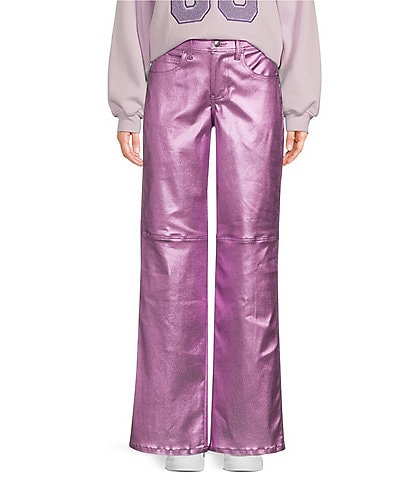 GB Shiny Metallic Coated Straight Leg Pants