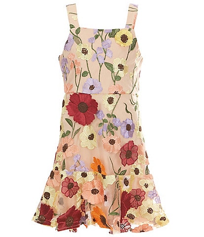 GB Social Big Girls 7-16 Sleeveless 3D Embroidered Floral Dress