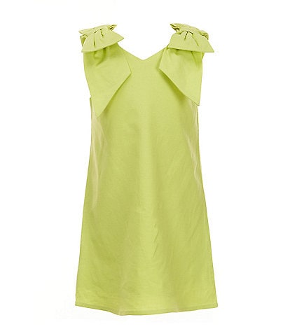 GB Social Little Girls 2-6X Bow Shoulder Linen Dress