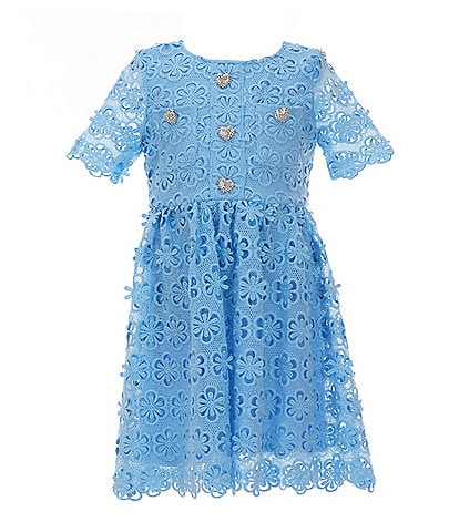 GB Social Little Girls 2-6X Short Sleeve Floral Lace Dress