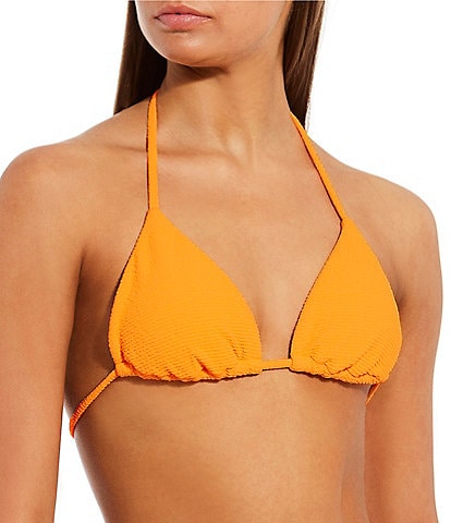 GB Solid Scrunchie Textured Classic Triangle Swim Top