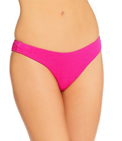 GB Solid Scrunchie Textured Extra High Leg Scoop Swim Bottom