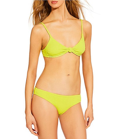 GB Solid Scrunchie Textured Knot Bralette Swim Top & Classic Hipster Swim Bottom