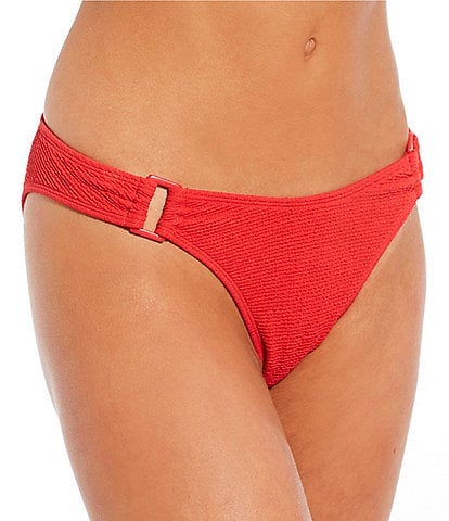 GB Solid Scrunchie Textured Ring High Leg Hipster Swim Bottom