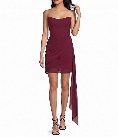 GB Strapless Draped Mini Dress